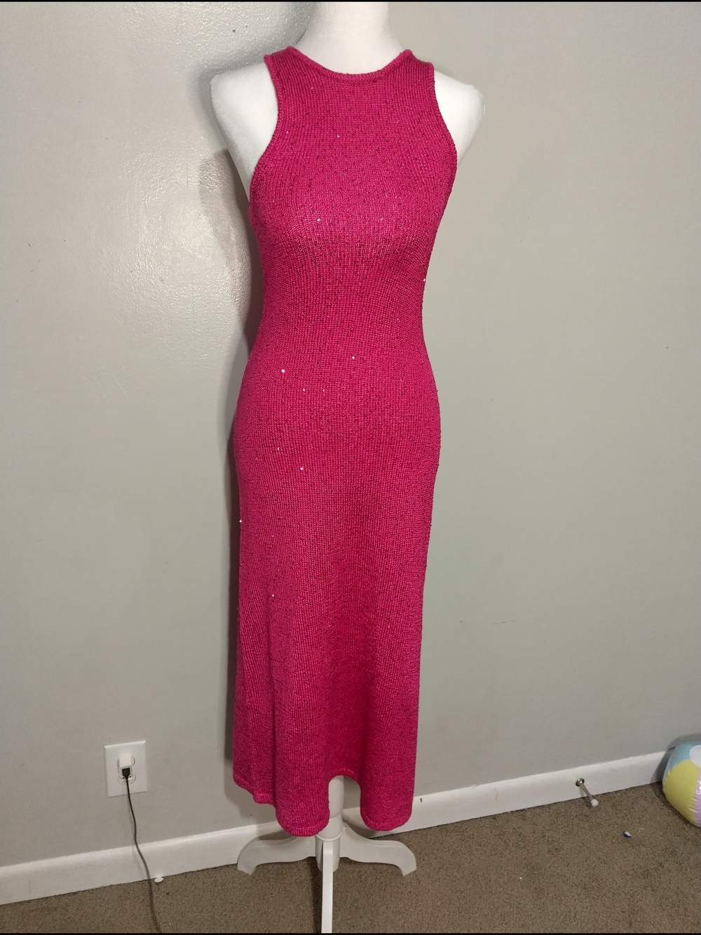 House of Harlow 1960 Hot Pink Sleeveless Knit Maxi Dress